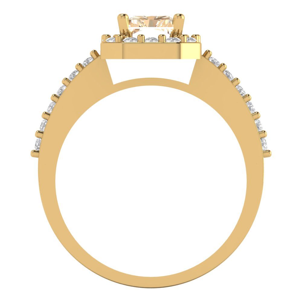 1.92 cttw Natural Morganite Hidden Halo Engagement Ring - Solid Gold (Emerald Cut,7.5X5.5mm)