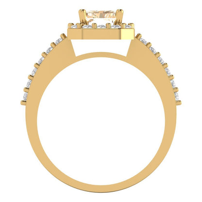 1.92 cttw Natural Morganite Hidden Halo Engagement Ring - Solid Gold (Emerald Cut,7.5X5.5mm)