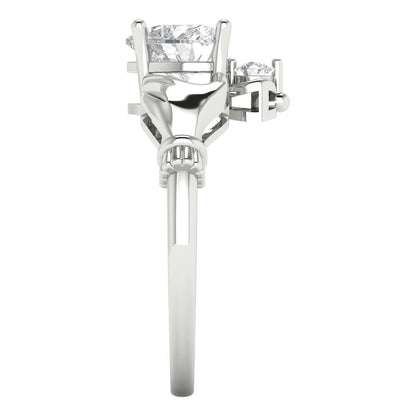 1.05 cttw White Sapphire Celtic Claddagh Engagement Ring - Solid Gold (Heart Cut,6.5mm)