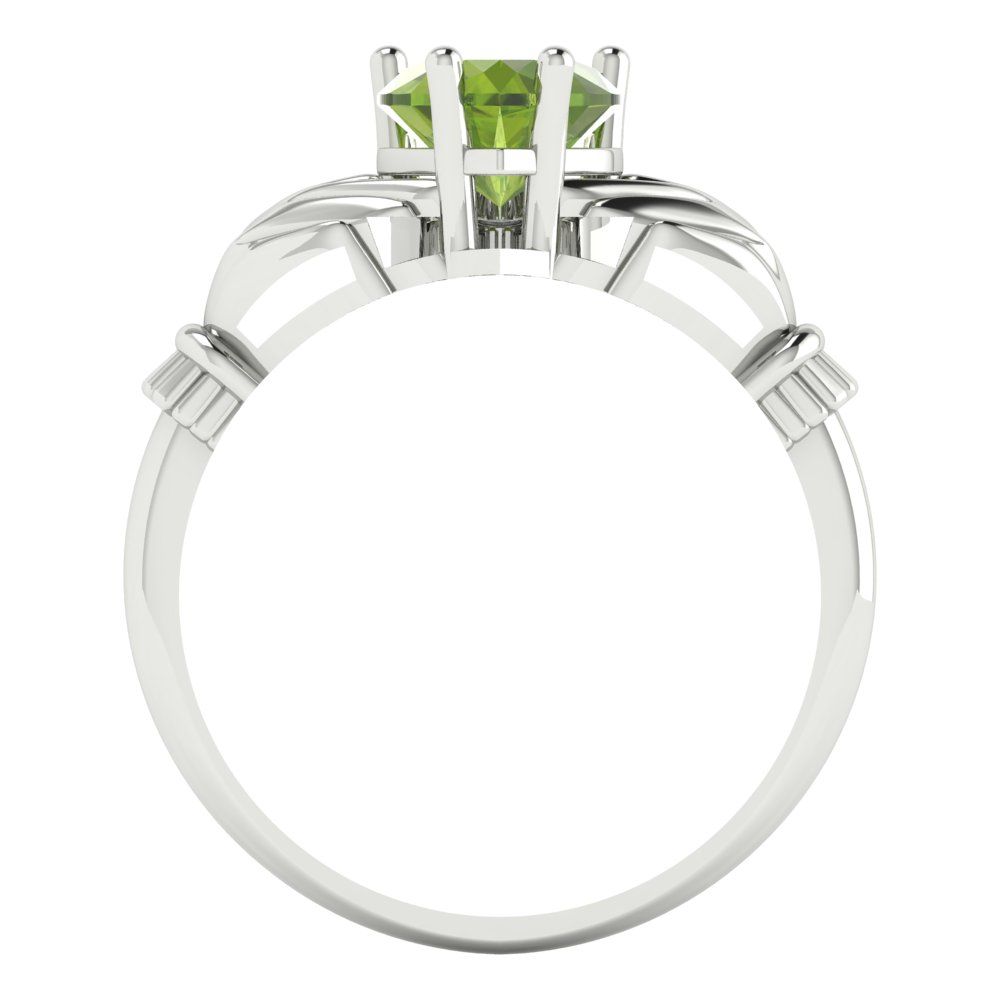 1.05 cttw Natural Peridot Celtic Claddagh Engagement Ring - Solid Gold (Heart Cut,6.5mm)