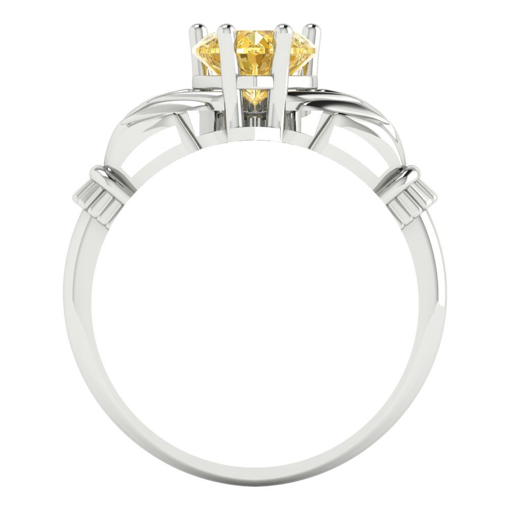 1.05 cttw Natural Citrine Celtic Claddagh Engagement Ring - Solid Gold (Heart Cut,6.5mm)