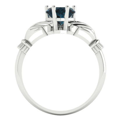 1.05 cttw Natural London Blue Topaz Celtic Claddagh Engagement Ring - Solid Gold (Heart Cut,6.5mm)
