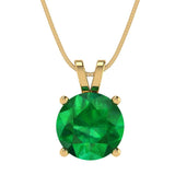 3 ct Brilliant Round Cut Solitaire Simulated Emerald Stone Yellow Gold Pendant with 16" Chain