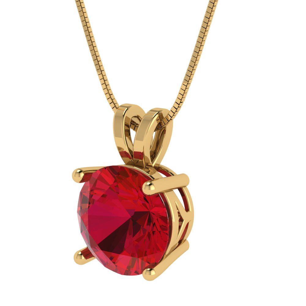 3 tcw Necklace Pendant - 14K White Gold Round Cut Solitaire  Pink Tourmaline - Adjustable Length - 15in Box Chain to 18in