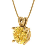 3 ct Brilliant Round Cut Solitaire Yellow Simulated Diamond Stone Yellow Gold Pendant with 16" Chain