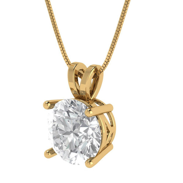 3 ct Brilliant Round Cut Solitaire Natural Diamond Stone Clarity SI1-2 Color G-H Yellow Gold Pendant with 16" Chain
