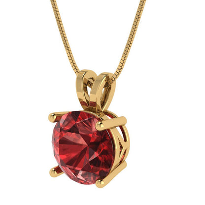 3cttw Round Cut Garnet Gold-Plated 925 Silver Pendant and 16" Box-Chain Necklace