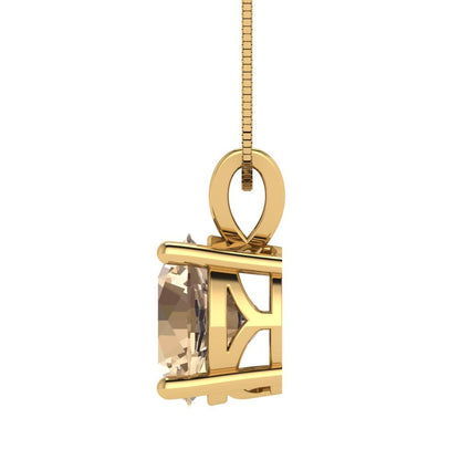 3 tcw Necklace Pendant - 14K White Gold Round Cut Solitaire  Yellow Moissanite - Adjustable Length - 15in Box Chain to 18in