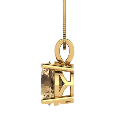 3cttw Round Cut Champagne Gold-Plated 925 Silver Pendant and 16" Box-Chain Necklace