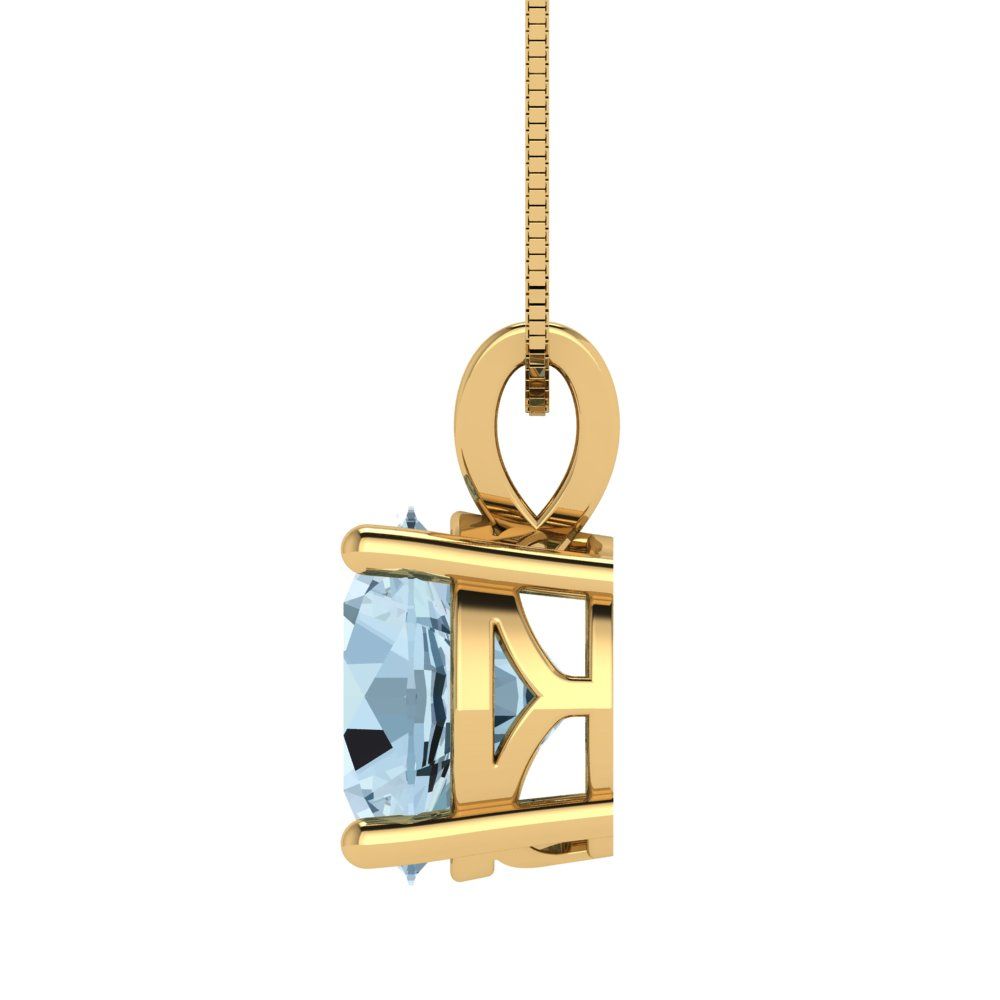 3 tcw Necklace Pendant - 14K White Gold Round Cut Solitaire  Swiss Blue Topaz - Adjustable Length - 15in Box Chain to 18in