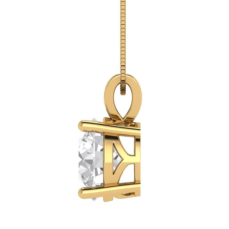 3 ct Brilliant Round Cut Solitaire Moissanite Stone Yellow Gold Pendant with 16" Chain