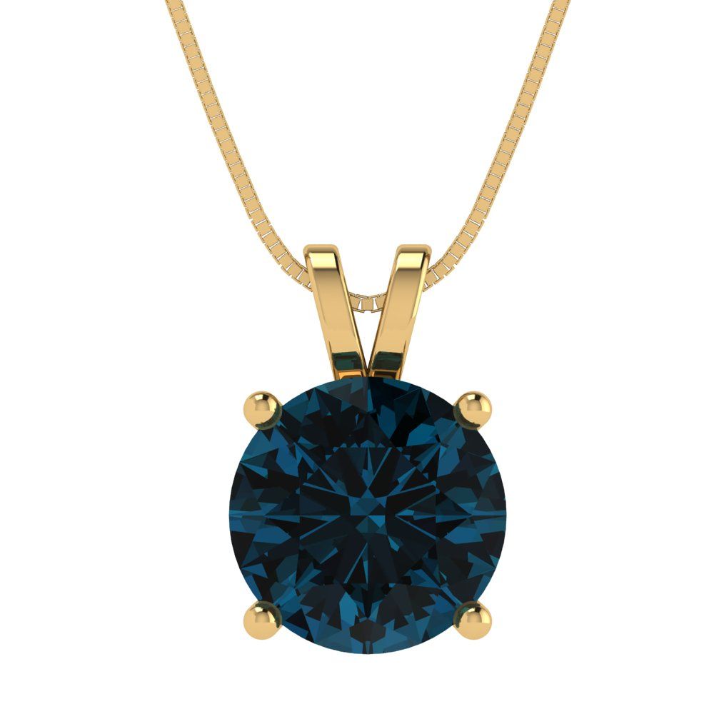 3 tcw Necklace Pendant - 14K White Gold Round Cut Solitaire  London - Adjustable Length - 15in Box Chain to 18in