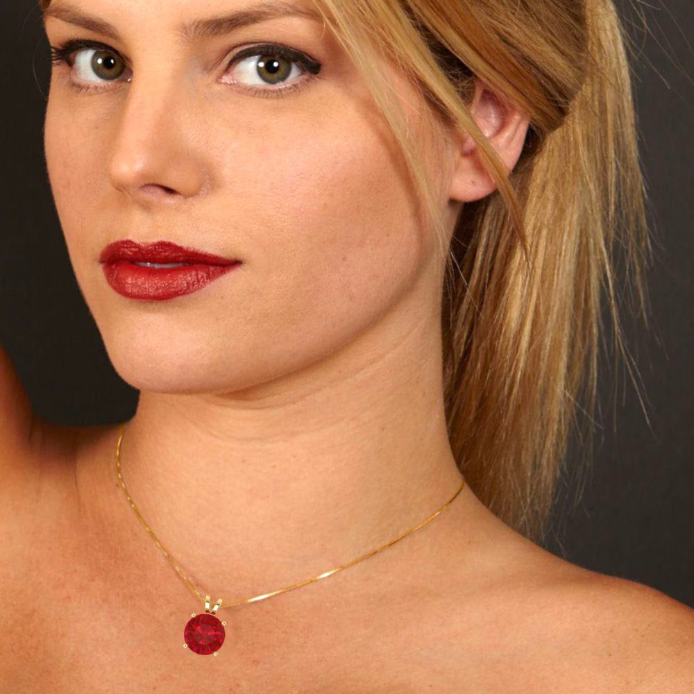 3 tcw Necklace Pendant - 14K White Gold Round Cut Solitaire  Pink Tourmaline - Adjustable Length - 15in Box Chain to 18in