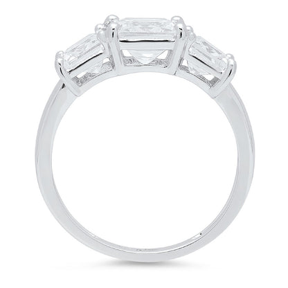 4.0 ct Brilliant Square Emerald Cut Natural Diamond Stone Clarity VS1-2 Color G-H White Gold Three-Stone Ring