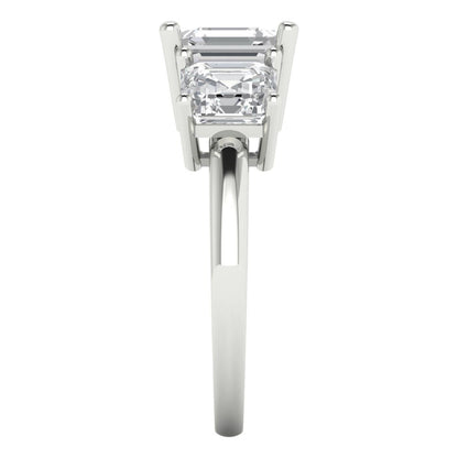 4 cttw Zirconia Simulated Diamond Three-Stone Engagement Ring - Solid Gold (VVS1, Square Emerald Cut,7.0X7.0mm)