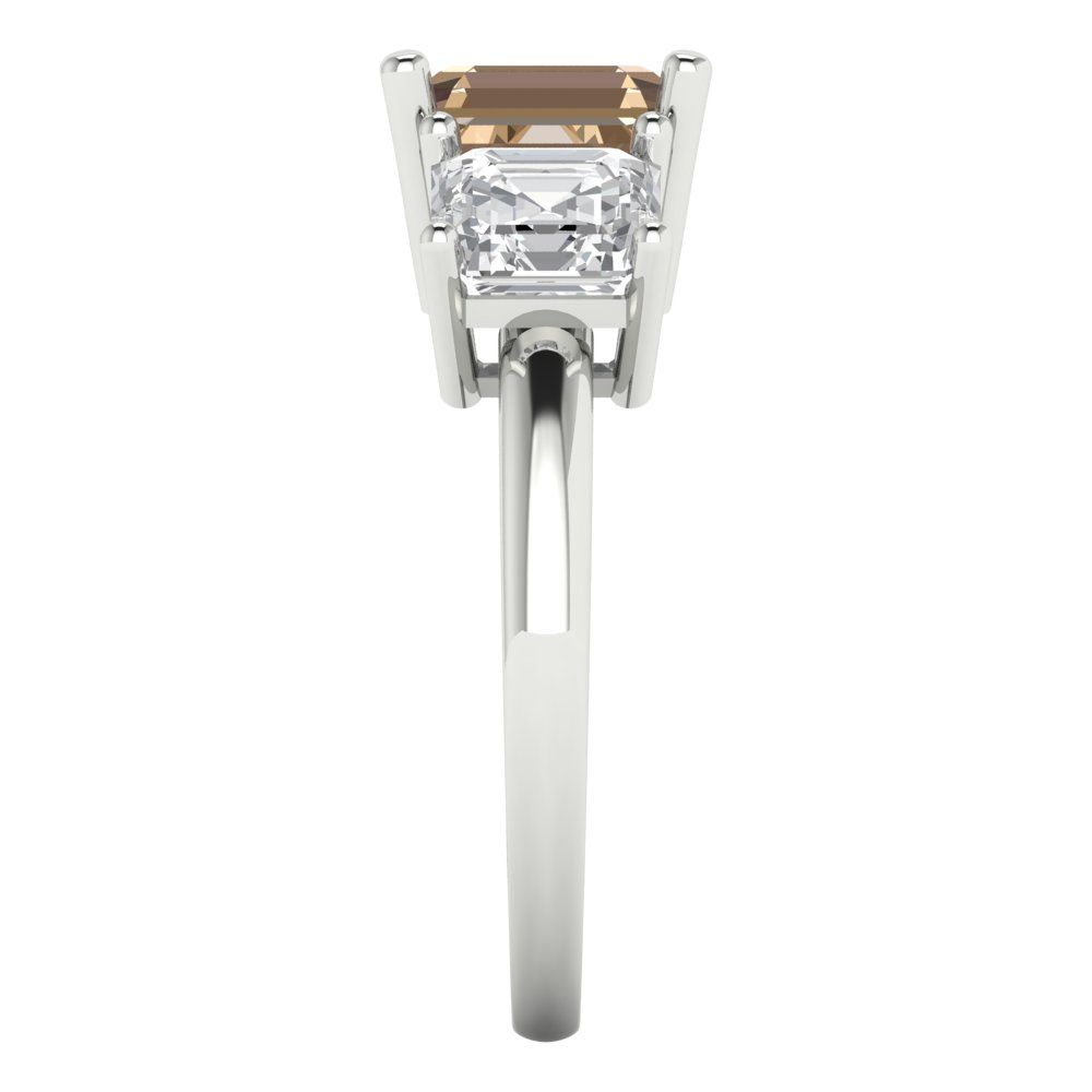 4 cttw Yellow Moissanite Three-Stone Engagement Ring - Solid Gold (Square Emerald Cut,7.0X7.0mm)