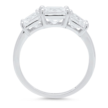 4.0 ct Brilliant Square Emerald Cut Natural Diamond Stone Clarity VS1-2 Color G-H White Gold Three-Stone Ring
