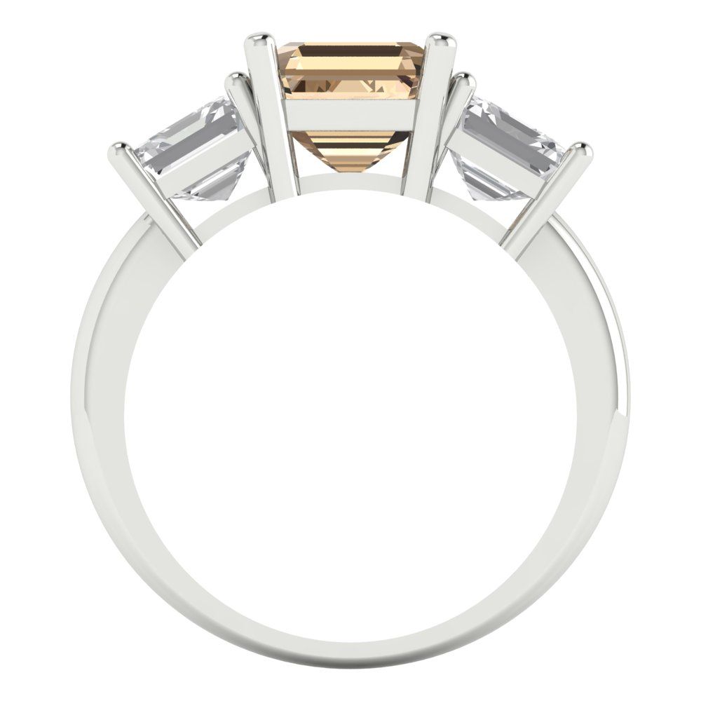 4 cttw Yellow Moissanite Three-Stone Engagement Ring - Solid Gold (Square Emerald Cut,7.0X7.0mm)