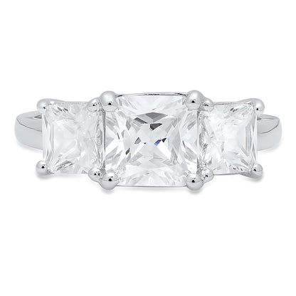 4.0 ct Brilliant Square Emerald Cut Natural Diamond Stone Clarity VS1-2 Color G-H White Gold Three-Stone Ring