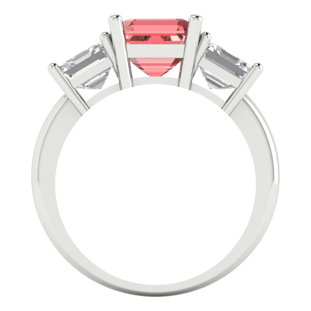 4 cttw Natural Garnet Three-Stone Engagement Ring - Solid Gold (Square Emerald Cut,7.0X7.0mm)