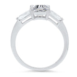 1.62 ct Brilliant Square Emerald Cut Natural Diamond Stone Clarity SI1-2 Color G-H White Gold Three-Stone Ring