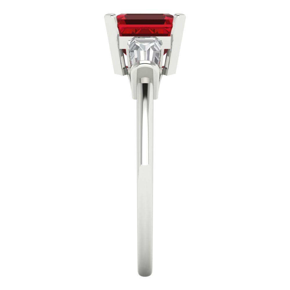 1.62 cttw Simulated Pink Tourmaline Three-Stone Engagement Ring - Solid Gold (Square Emerald Cut,6.5X6.5mm)