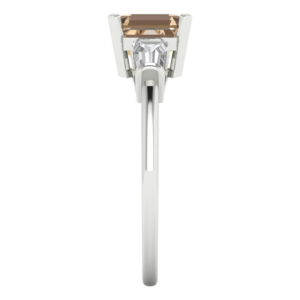 1.62 cttw Yellow Moissanite Three-Stone Engagement Ring - Solid Gold (Square Emerald Cut,6.5X6.5mm)