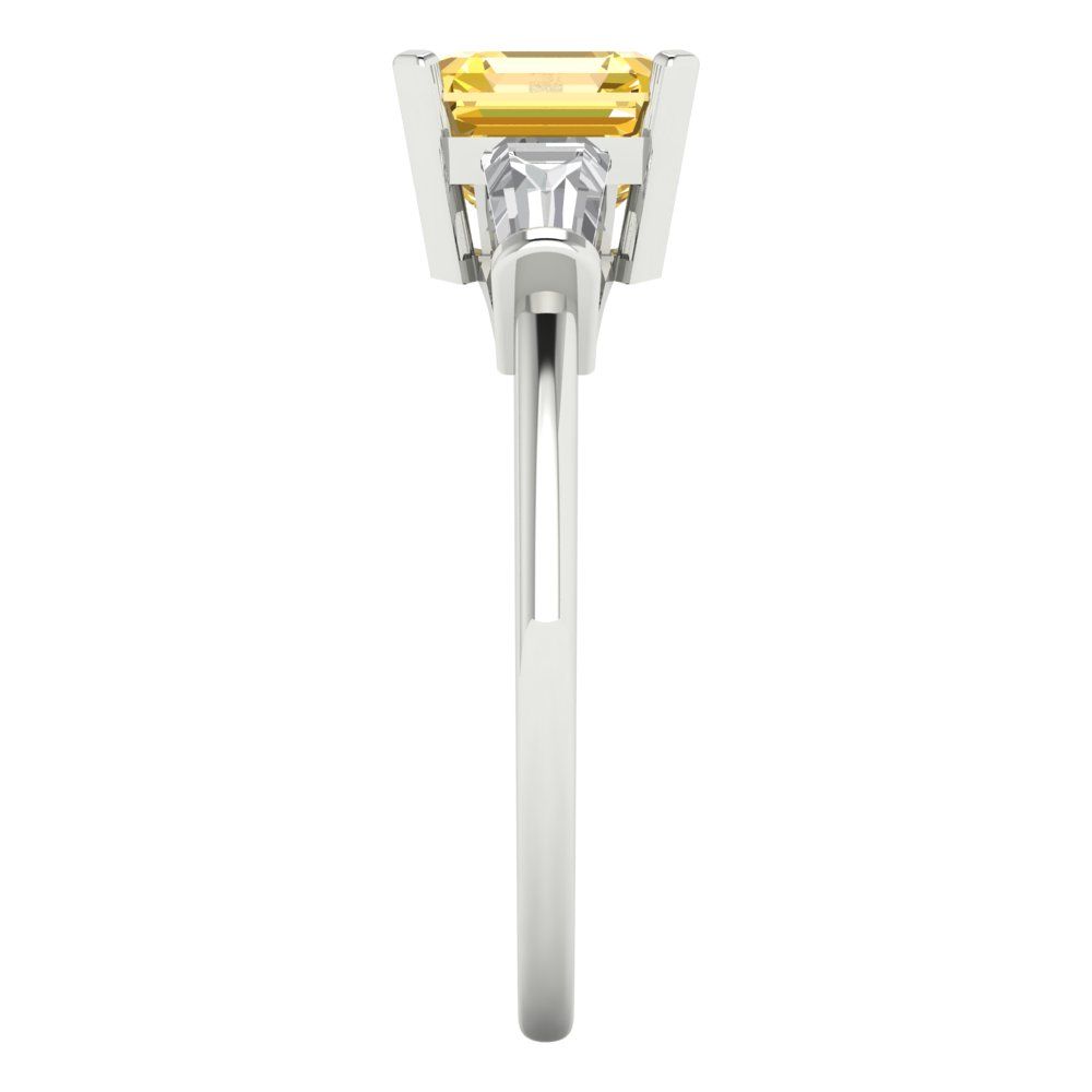 1.62 cttw Natural Citrine Three-Stone Engagement Ring - Solid Gold (Square Emerald Cut,6.5X6.5mm)