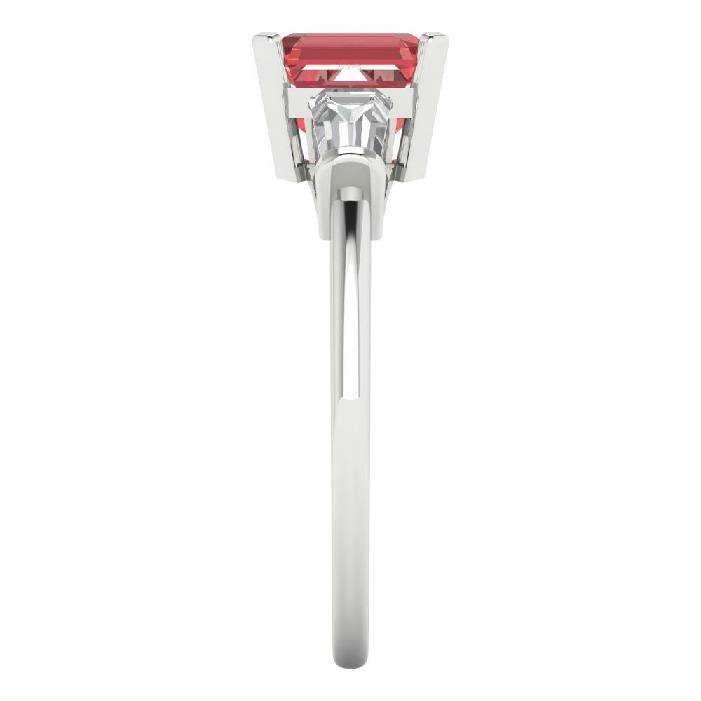 1.62 cttw Natural Garnet Three-Stone Engagement Ring - Solid Gold (Square Emerald Cut,6.5X6.5mm)