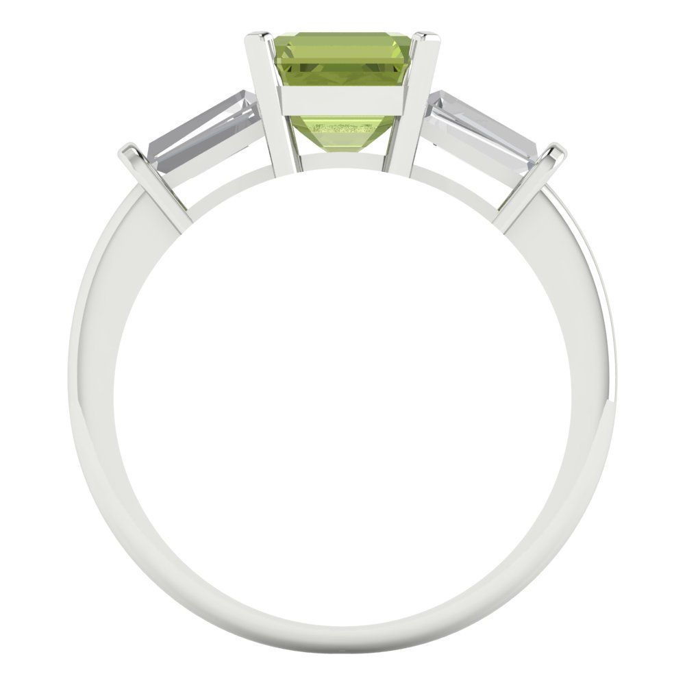 1.62 cttw Natural Peridot Three-Stone Engagement Ring - Solid Gold (Square Emerald Cut,6.5X6.5mm)