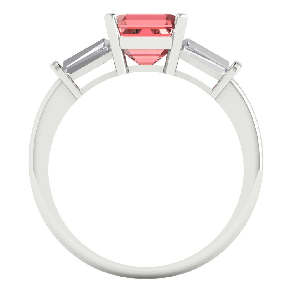 1.62 cttw Natural Garnet Three-Stone Engagement Ring - Solid Gold (Square Emerald Cut,6.5X6.5mm)