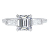 1.62 ct Brilliant Square Emerald Cut Natural Diamond Stone Clarity SI1-2 Color G-H White Gold Three-Stone Ring