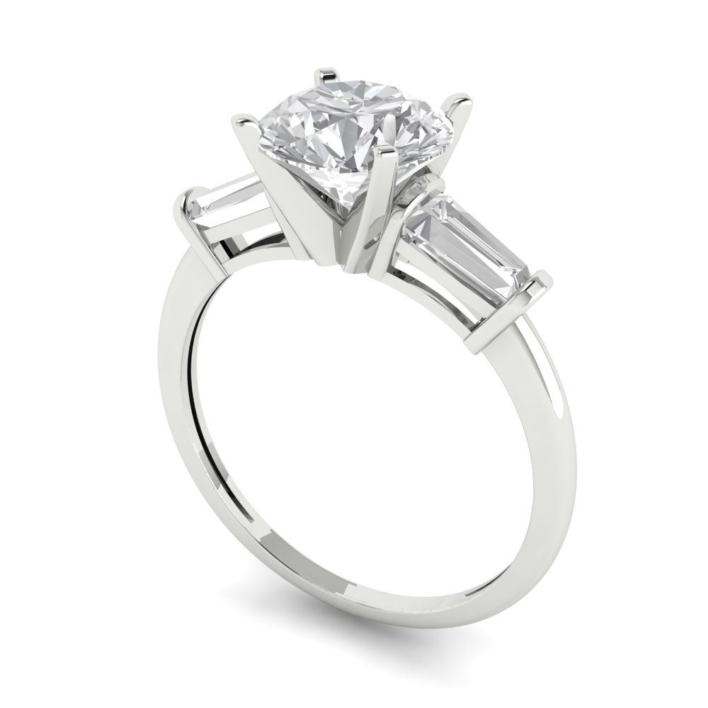 2 cttw Certified Moissanite Three-Stone Engagement Ring - Solid Gold (VVS1, D-F,Round Cut,7.5mm)