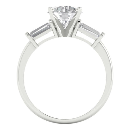 2 cttw White Sapphire Three-Stone Engagement Ring - Solid Gold (Round Cut,7.5mm)