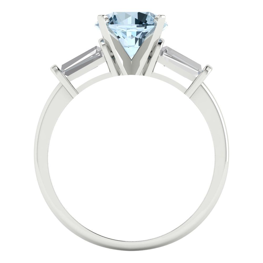 2 cttw Natural Sky Blue Topaz Three-Stone Engagement Ring - Solid Gold (Round Cut,7.5mm)