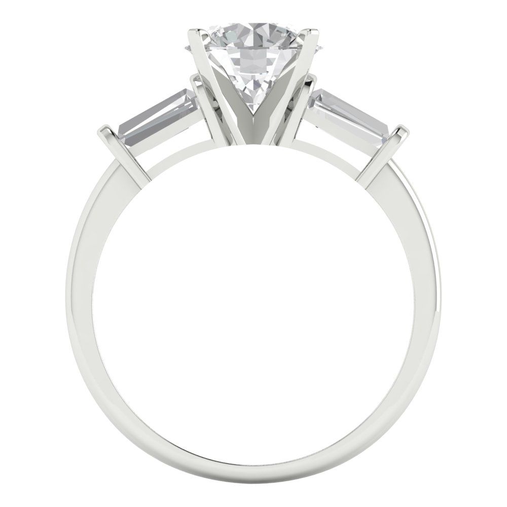 2 cttw Certified Moissanite Three-Stone Engagement Ring - Solid Gold (VVS1, D-F,Round Cut,7.5mm)