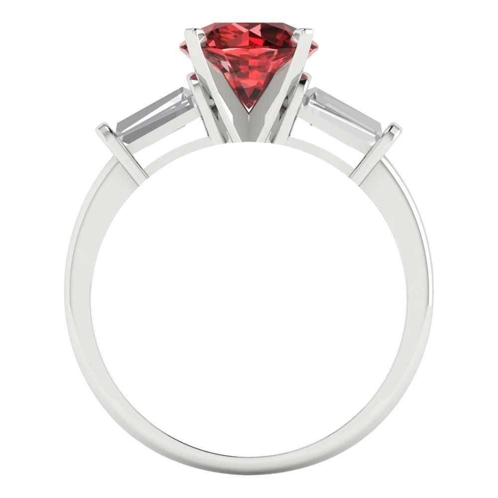 2 cttw Natural Garnet Three-Stone Engagement Ring - Solid Gold (Round Cut,7.5mm)