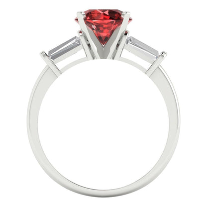 2 cttw Natural Garnet Three-Stone Engagement Ring - Solid Gold (Round Cut,7.5mm)