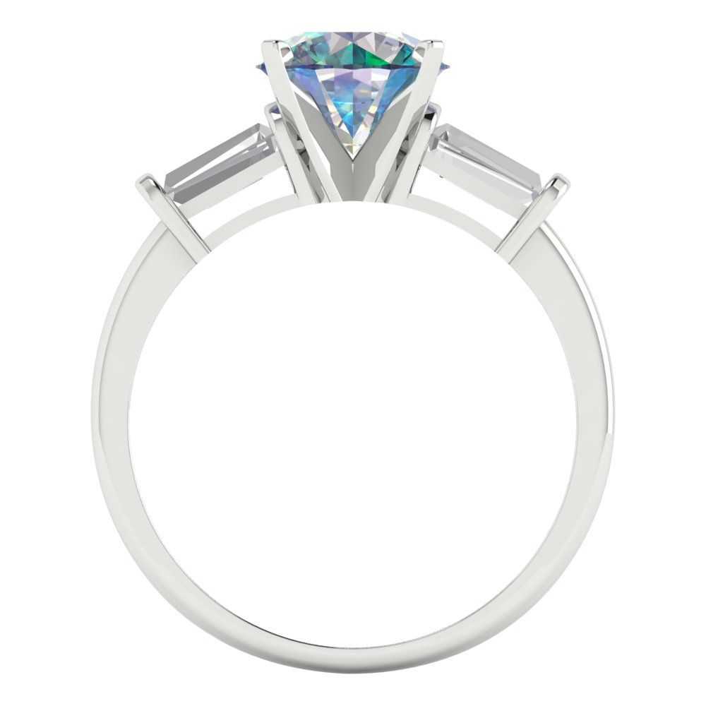 2 cttw Blue Moissanite Three-Stone Engagement Ring - Solid Gold (Round Cut,7.5mm)