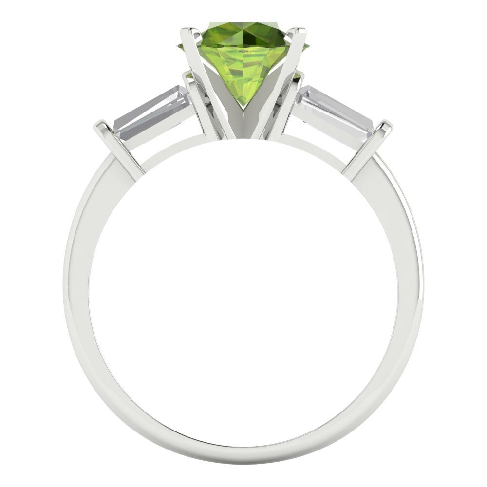 2 cttw Natural Peridot Three-Stone Engagement Ring - Solid Gold (Round Cut,7.5mm)
