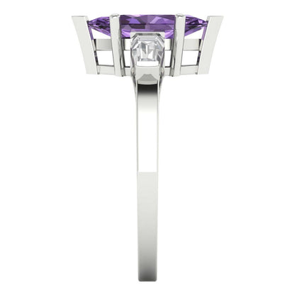 2 cttw Simulated Alexandrite Three-Stone Engagement Ring - Solid Gold (Marquise Cut,11x5.5mm)