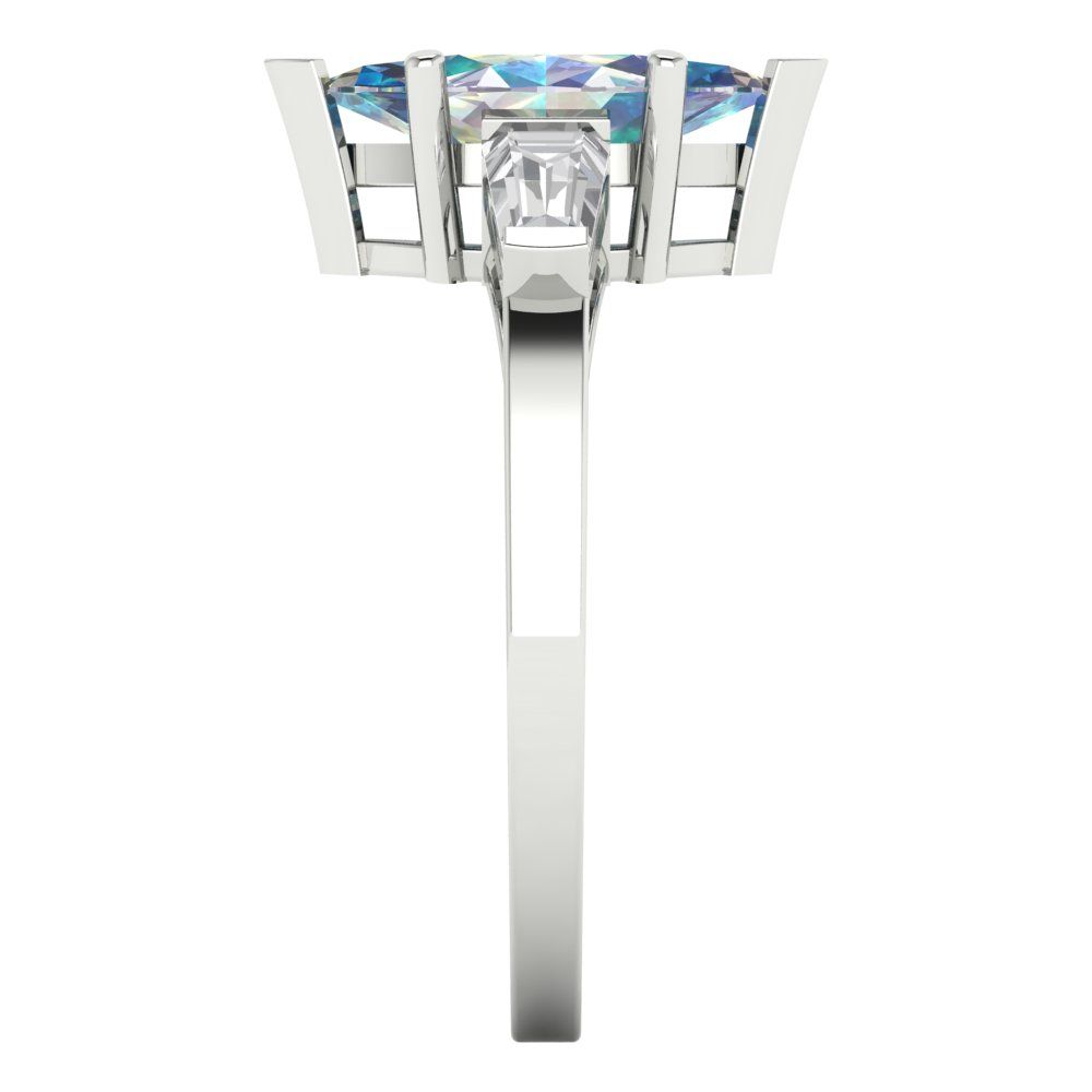 2 cttw Blue Moissanite Three-Stone Engagement Ring - Solid Gold (Marquise Cut,11x5.5mm)