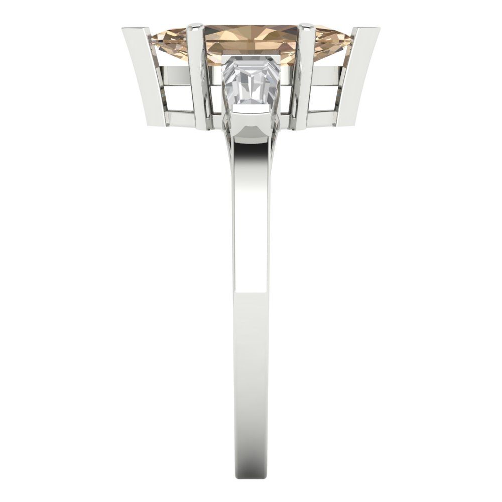 2 cttw Yellow Moissanite Three-Stone Engagement Ring - Solid Gold (Marquise Cut,11x5.5mm)