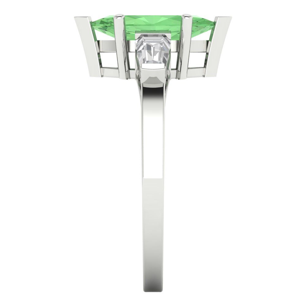 2 cttw Zirconia Simulated Green Diamond Three-Stone Engagement Ring - Solid Gold (VVS1, Marquise Cut,11x5.5mm)