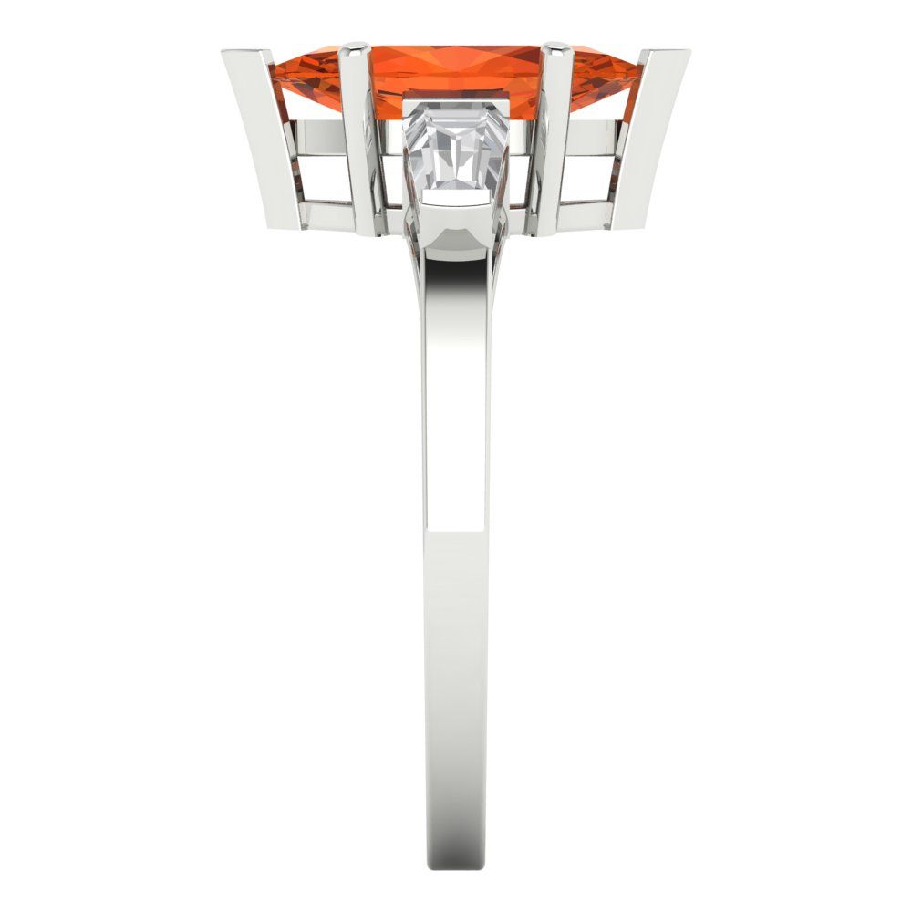 2 cttw Zirconia Simulated Red Diamond Three-Stone Engagement Ring - Solid Gold (VVS1, Marquise Cut,11x5.5mm)