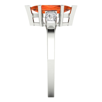 2 cttw Zirconia Simulated Red Diamond Three-Stone Engagement Ring - Solid Gold (VVS1, Marquise Cut,11x5.5mm)