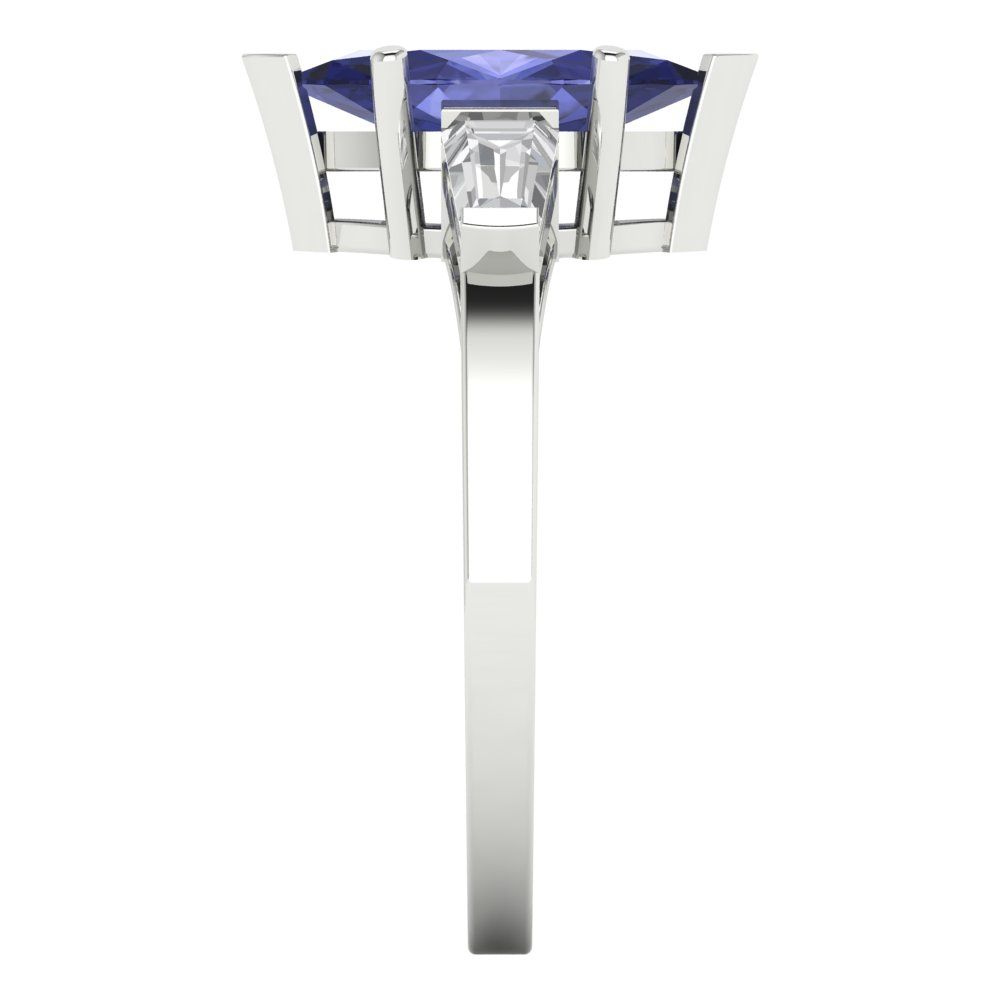2 cttw Simulated Tanzanite Three-Stone Engagement Ring - Solid Gold (Marquise Cut,11x5.5mm)
