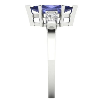 2 cttw Simulated Tanzanite Three-Stone Engagement Ring - Solid Gold (Marquise Cut,11x5.5mm)