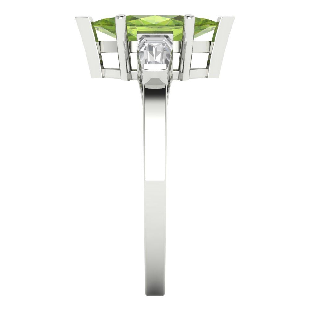 2 cttw Natural Peridot Three-Stone Engagement Ring - Solid Gold (Marquise Cut,11x5.5mm)