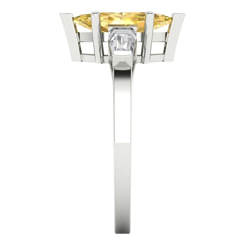 2 cttw Natural Citrine Three-Stone Engagement Ring - Solid Gold (Marquise Cut,11x5.5mm)